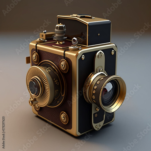 3D model of a retro camera. Generative Ai