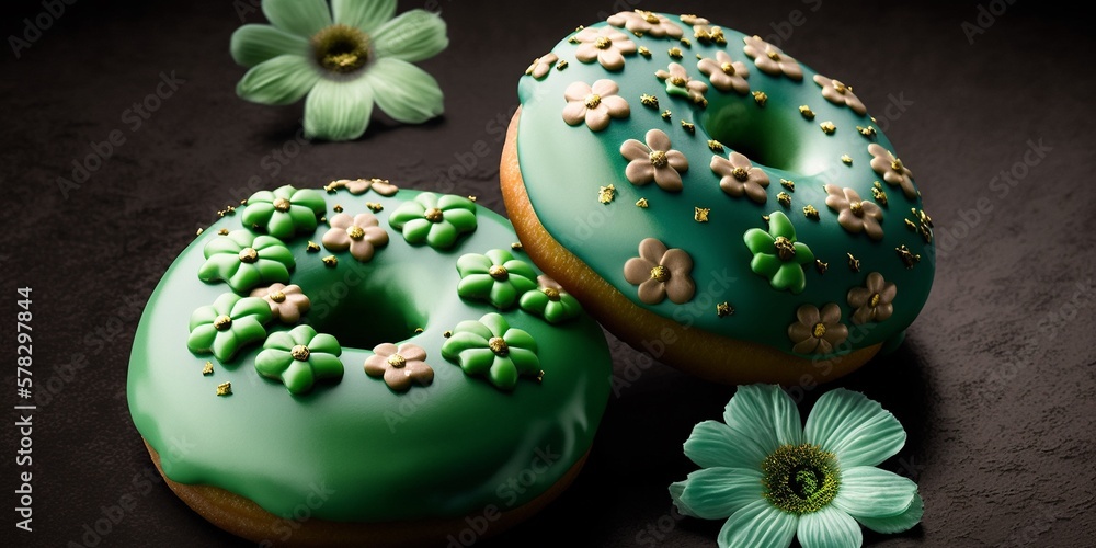 Leckerer grüner Donut traditionell am St. Patrick´s Day in Irland, ai generativ