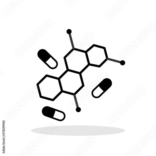 Hormonal therapy icon in flat style. Hormone pills symbol for your web site design, logo, app, UI Vector EPS 10.