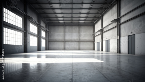 Modern warehousing  empty storage. commercial architecture. Generative Ai  3