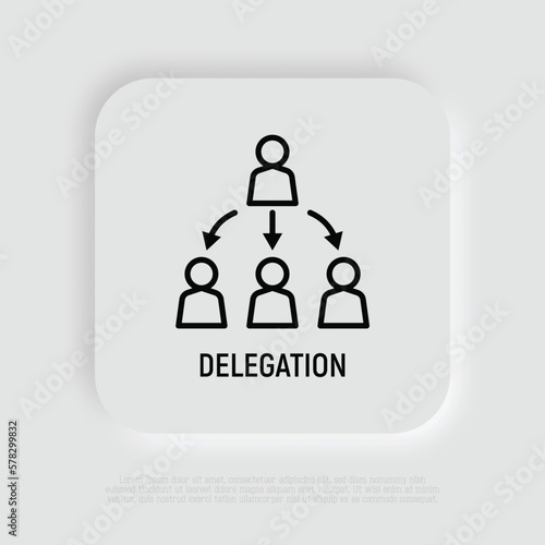 Delegate flat icon. Boss and employees. Corporate staff. Business relationship. Modern vector illustration.