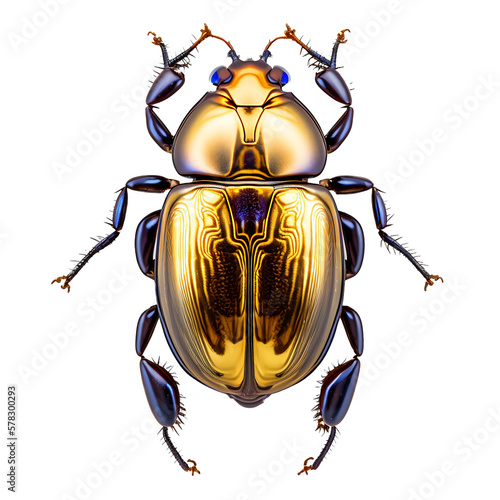 scarabée doré sur fond transparent - generative ai