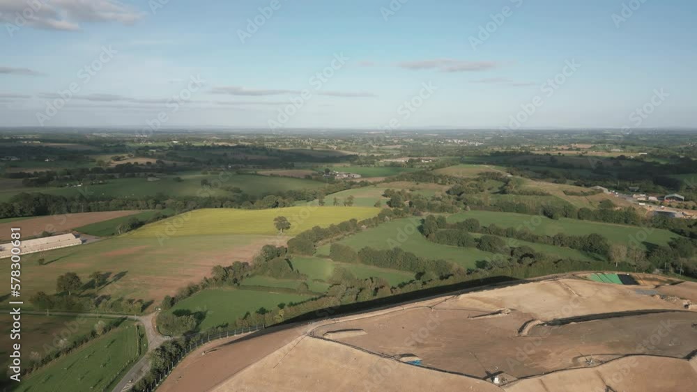 Mayenne countryside, France. Aerial forward and sky for copy space Mayenne countryside, France. Aerial forward and sky for copy space