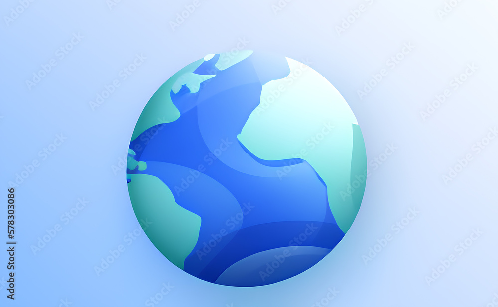Naklejka premium Earth flat icon on a blue background, Generative AI Digital Illustration