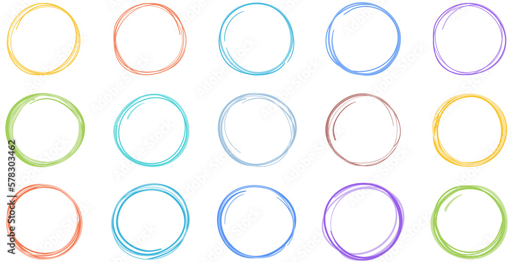 Set of hand drawn colored circles with place for your text Set of hand drawn colored circles with place for your text