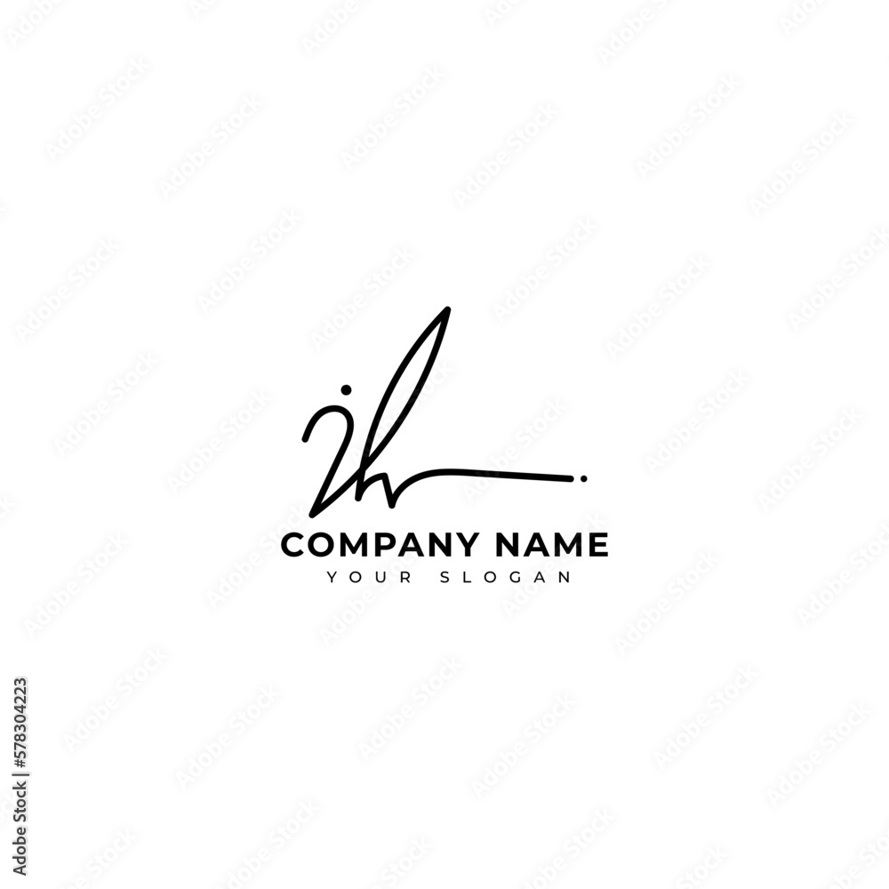 Ih Initial signature logo vector design