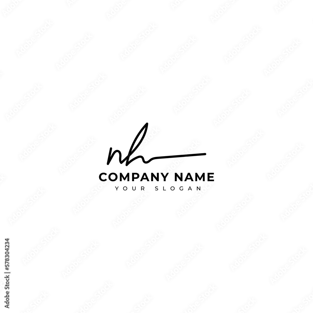 Nh Initial signature logo vector design