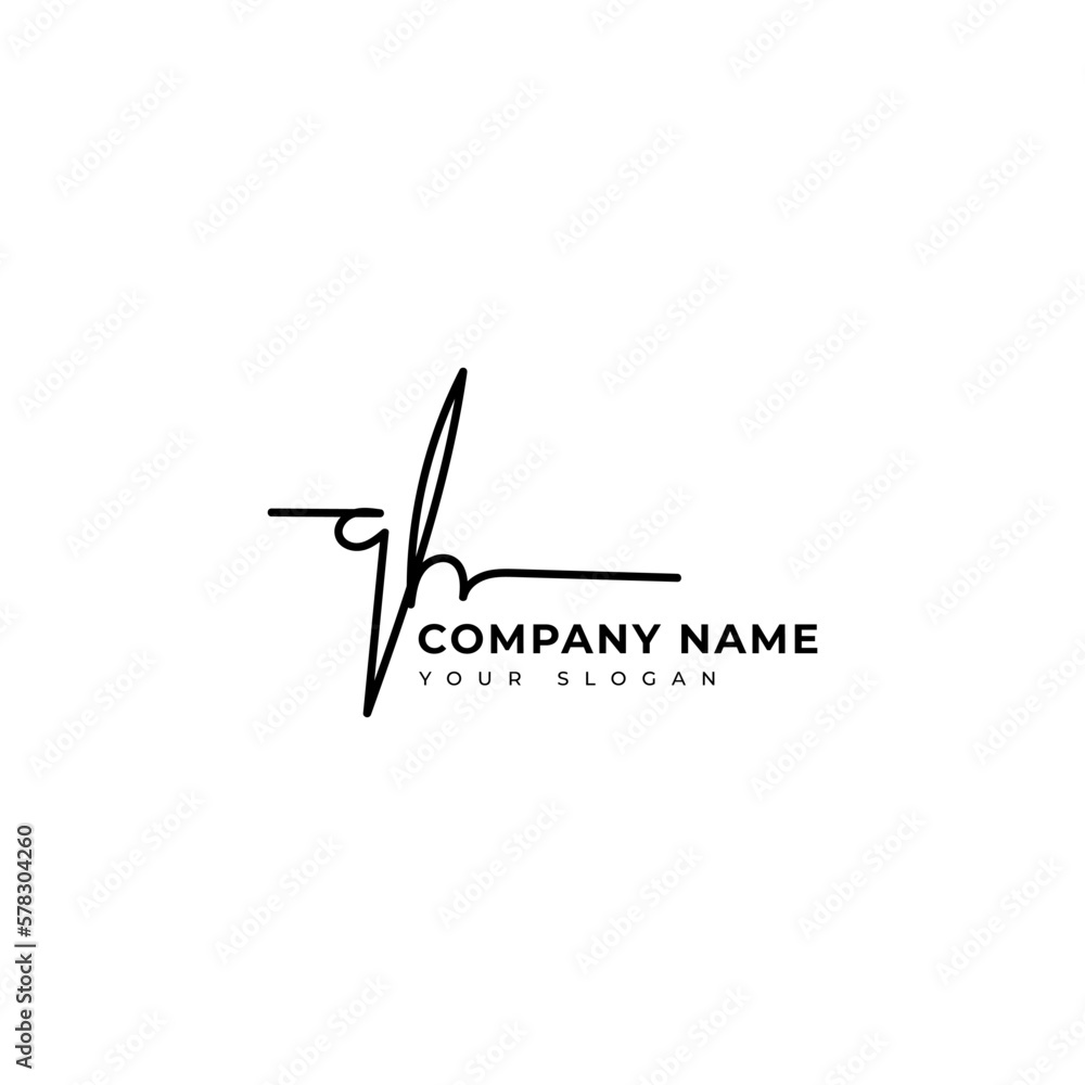 Qh Initial signature logo vector design