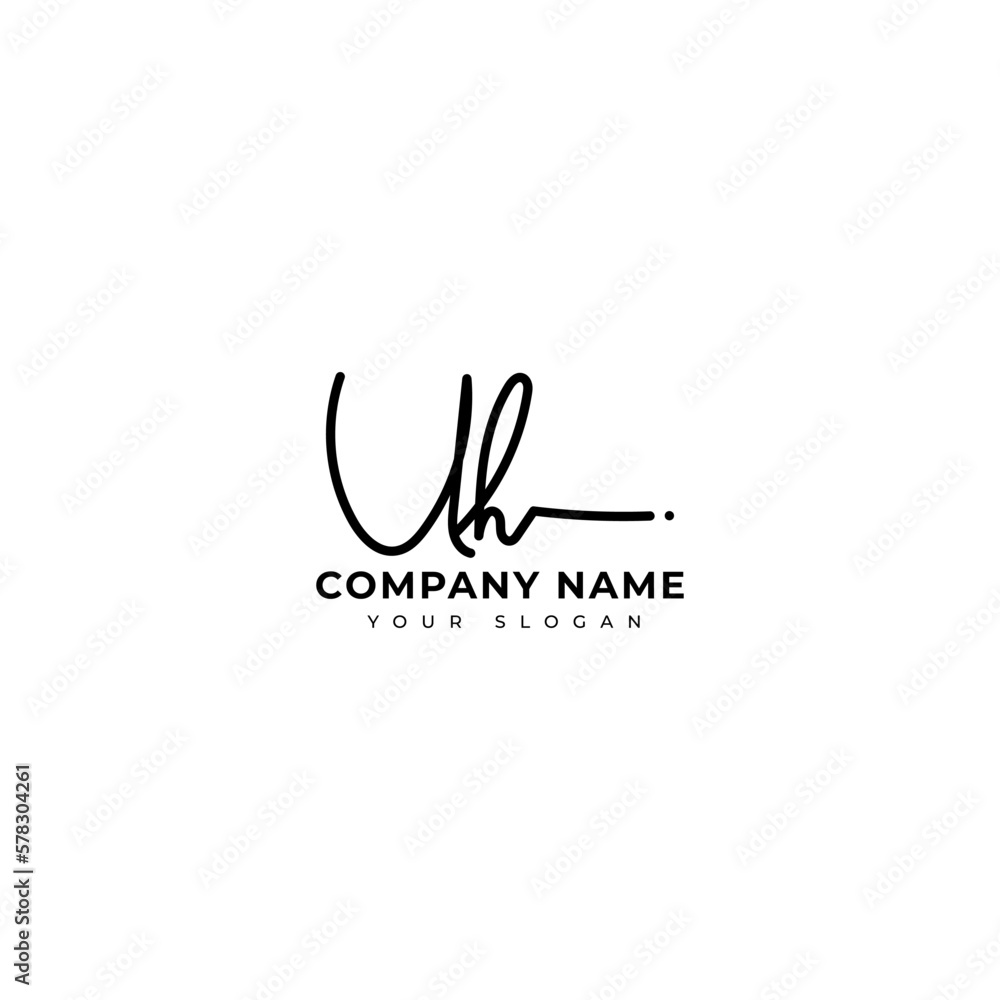 Uh Initial signature logo vector design