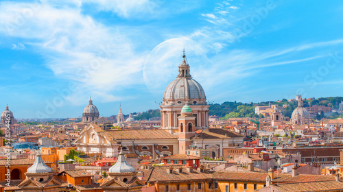 Fototapeta Naklejka Na Ścianę i Meble -  Roman house and Basilica dei Santi Ambrogio e Carlo al Corso  Rome, italy