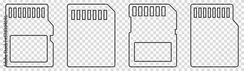 SD card line icons set. Vector illustration isolated on transparent background