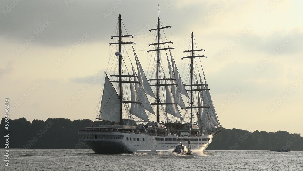 ship at sunset