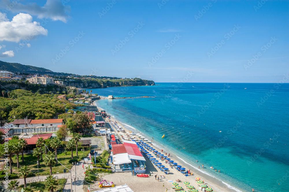 View of the coast and The Tyrrhenian Sea, Tropea, Calabria, Italy
