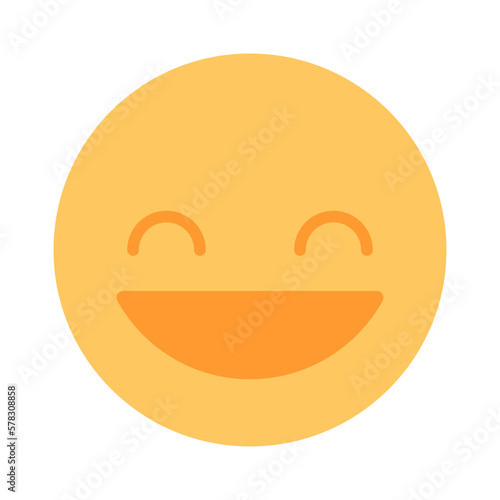 Shut eye smile emoticon semi flat color vector icon. Happiness expression. Editable full sized element on white. Simple cartoon style spot illustration for web graphic design and animation