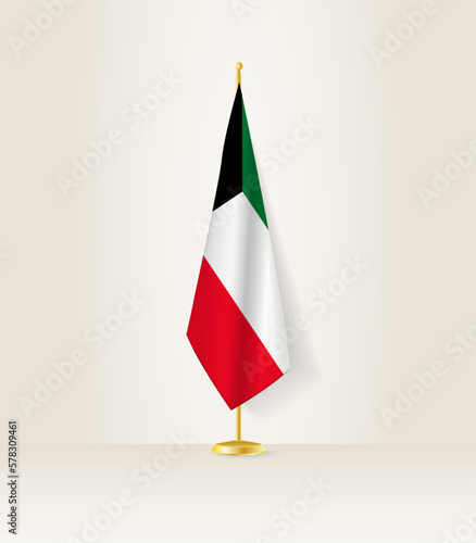 Kuwait flag on a flag stand.