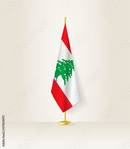 Lebanon flag on a flag stand.