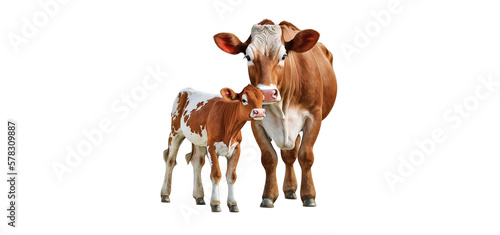 Fotografie, Tablou mother cow with calf , transparent background, png