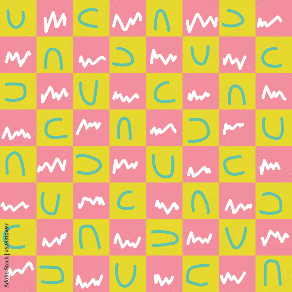 Shirt Pattern,Pink and Yellow Box, 1970 Grid, Groovy, Seamless Pattern in Pink and yellow Colors. Hand-Drawn Vector Illustration. Seventies Style, Wallpaper, Print. Flat Design, Hippie Aestheti Shirt Pattern,Pink and Yellow Box, 1970 Grid, Groovy, Seamless Pattern in Pink and yellow Colors. Hand-Drawn Vector Illustration. Seventies Style, Wallpaper, Print. Flat Design, Hippie Aestheti