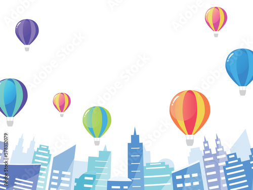 高層ビルの背景　横位置　気球