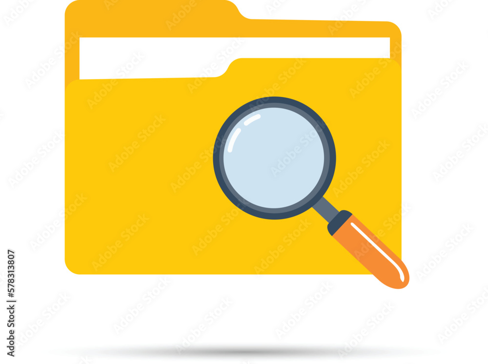 Folder icon with magnifying document search file scanning icon Folder icon with magnifying document search file scanning icon