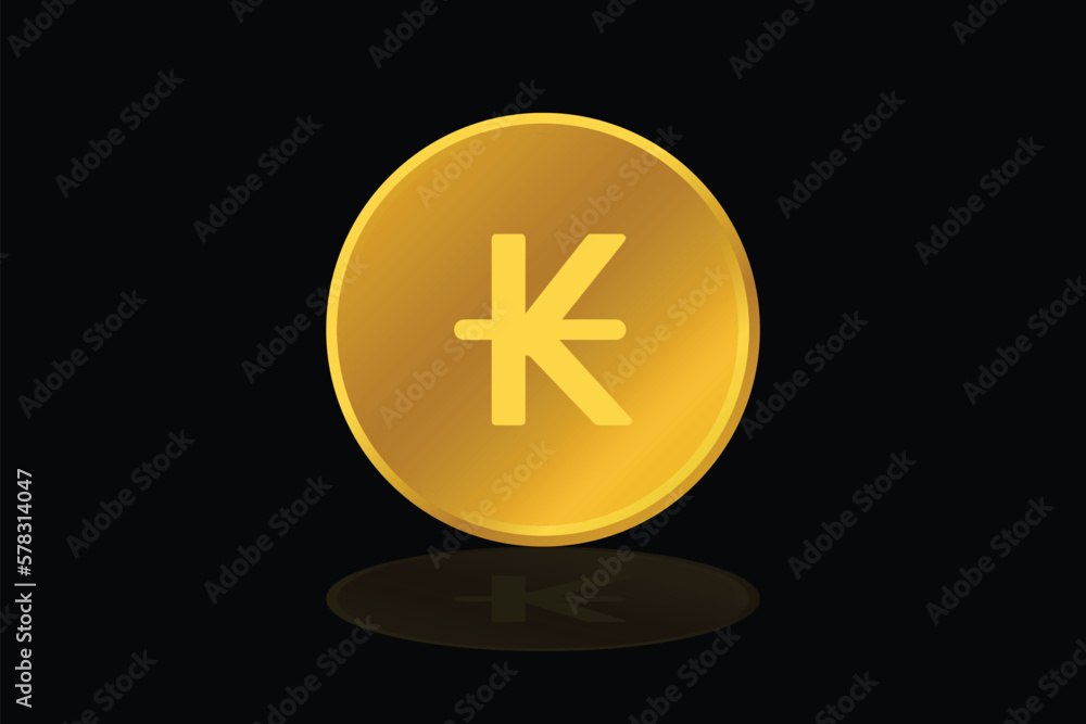 Fototapeta premium Gold coin kip laos currency money icon sign or symbol