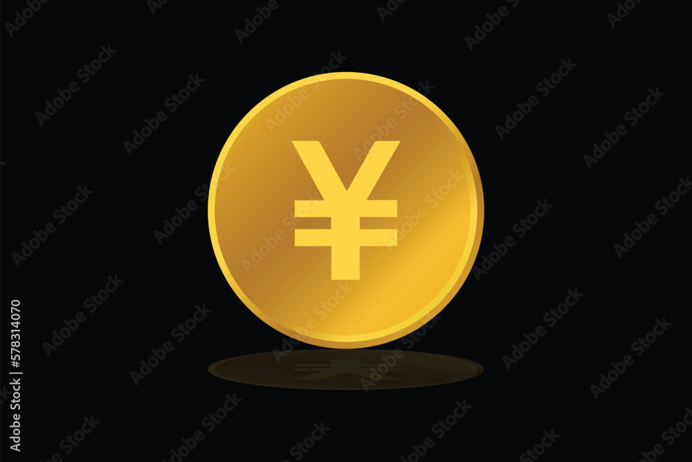 Vector gold coin yen japan currency money icon sign or symbol Vector gold coin yen japan currency money icon sign or symbol