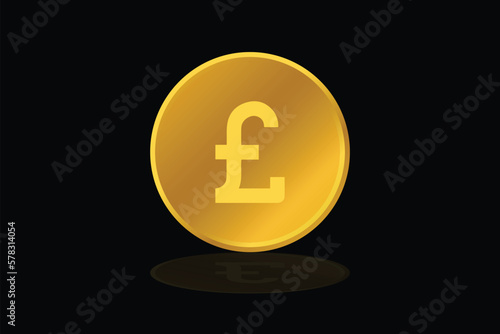Gold coin pound uk currency money icon sign or symbol