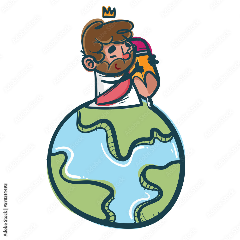 child with globe