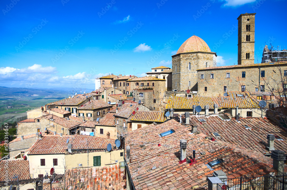 tile roofs of Volterra, Italy 