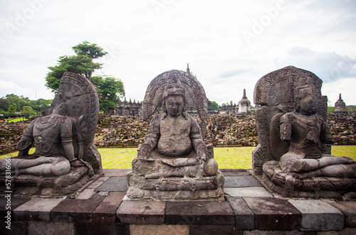 Statues in the Plaosan temple complex, Candi Plaosan, is one of the Buddhist temples located in Klaten Regency, Central Java, Indonesia. Plaosan temple was built in the mid 9th century.