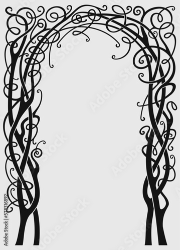Silhouette arch of vine isolate pattern forging