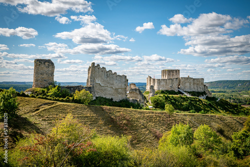 the nature of the village of les andelys with the ruins of the castle photo