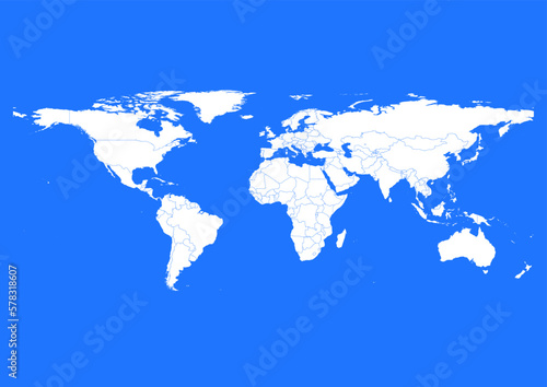 Wallpaper Mural Vector world map - with Blue (Crayola) color borders on background in Blue (Crayola) color. Download now in eps format vector or jpg image. Torontodigital.ca