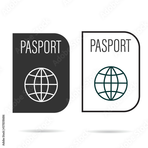 Pasport icon. Indentification document set vector ilustration.