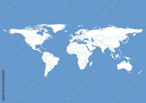 Vector world map - with Blue Gray color borders on background in Blue Gray color. Download now in eps format vector or jpg image.