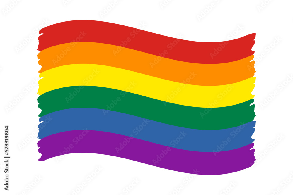 Waving Pride flag. Rainbow LGBT symbol icon. Flat vector illustration ...