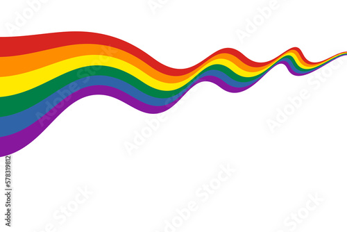 Waving ribbon Pride flag. Rainbow LGBT symbol icon. Flat vector illustration