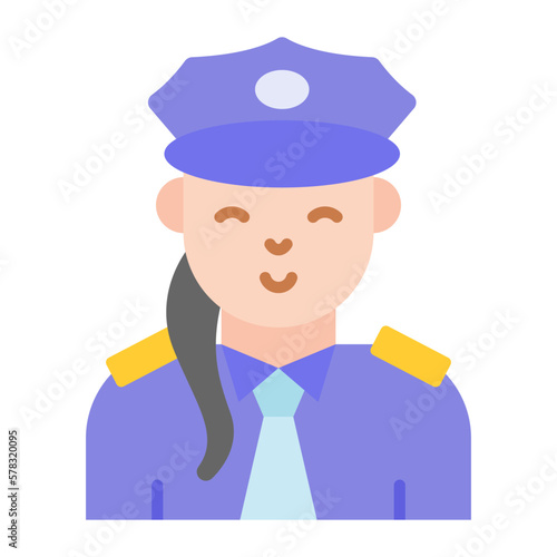 Lady police officer avatar, vector design of professional worker