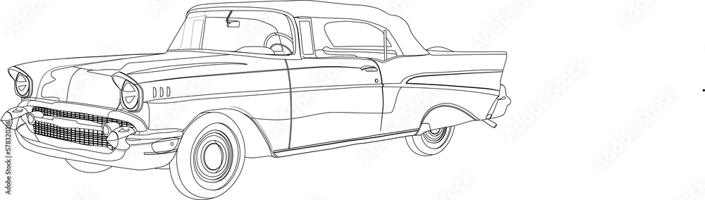 Adult Coloring Page For Book And Drawing. Car Vector Line Art 