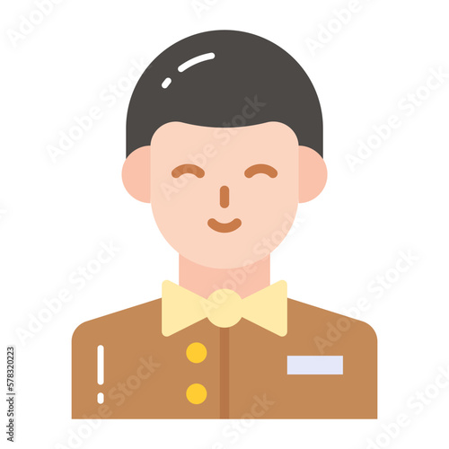 Well design icon of waiter, professional worker avatar