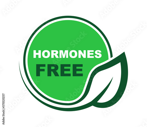 No Added Hormones label. Hormone free icon. Natural, organic, certificated product sign. Healthy food. Vector illustration.