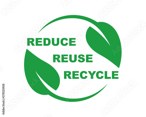 Recycle, reuse and reduce - label. Zero waste symbol. Reuse cycle. Recycling symbol. Environmental protection sign. Ecological symbol.