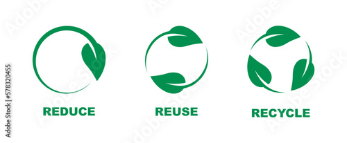 Recycle, reuse and reduce - label. Zero waste symbol. Reuse cycle. Recycling symbol. Environmental protection sign. Ecological symbol.