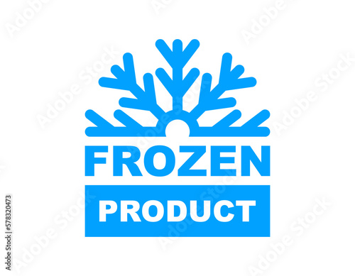 Frozen product label. Keep frozen - badge for package product. Sticker with snowflake. Fresh frozen product. Storage in refrigerator and freezer. Vector illustration.