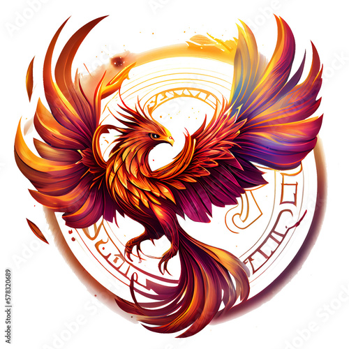 Mystical mythical character Phoenix, phoenix bird on a transparent background, phoenix logo, generative ai, photo