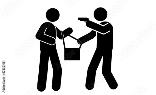 illustration of icon people stealing, robbing, pickpocketing