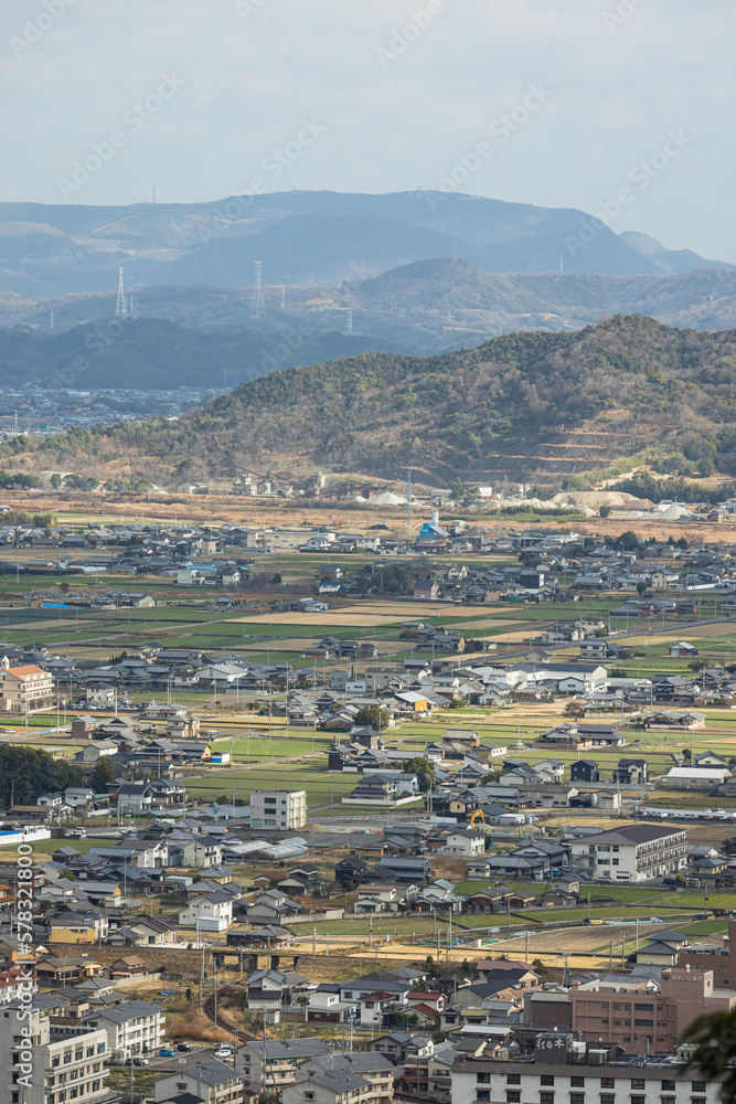 日本　香川県仲多度郡琴平町にある金刀比羅宮の展望台から見える風景