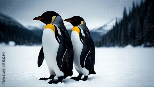 Image of a penguin in the snow  generative AI