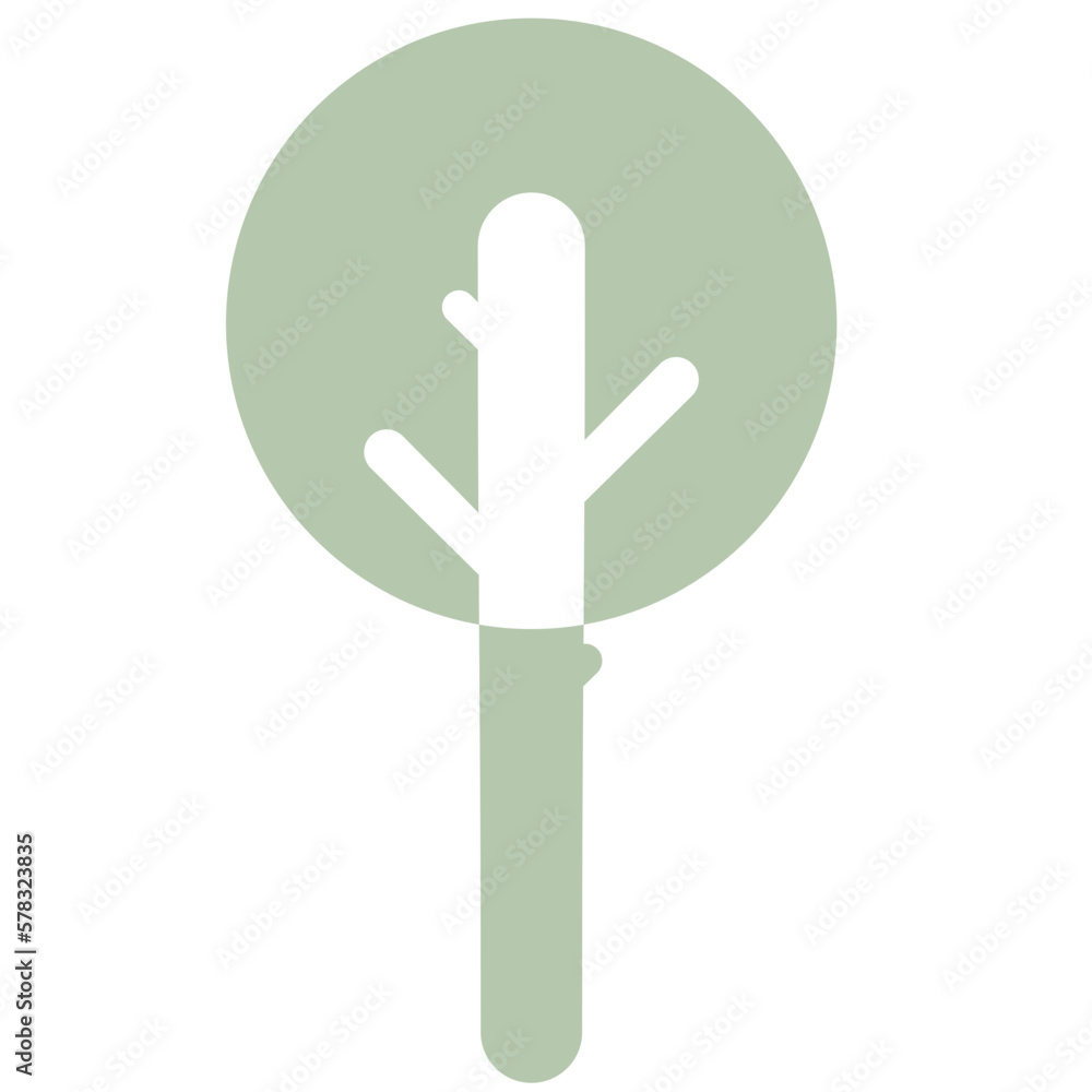 Flat Tree Green Environment Nature Monotone Collection Set