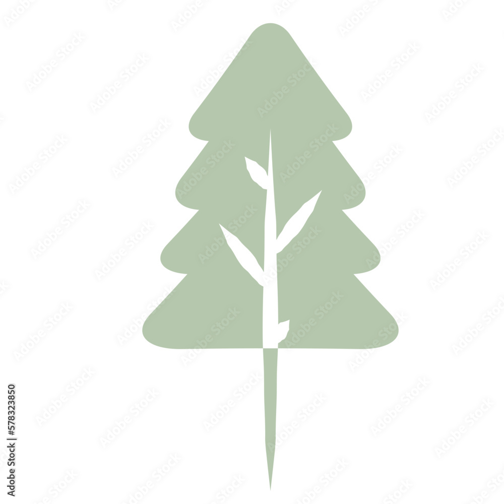 Flat Tree Green Environment Nature Monotone Collection Set